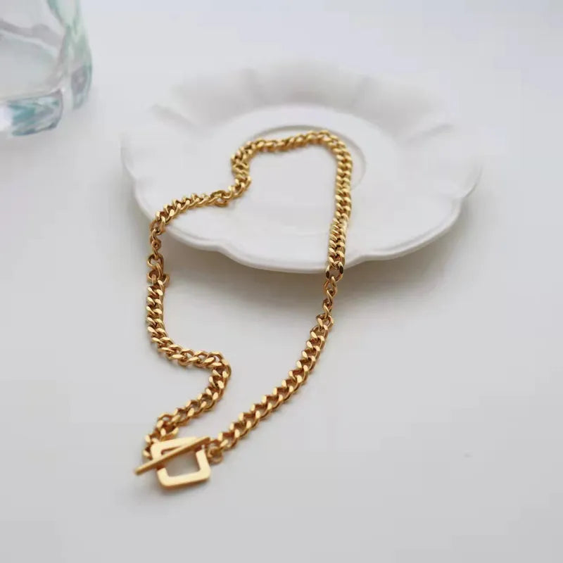 Wholesale Jewelry Modern Style Artistic Geometric 304 Stainless Steel 16K Gold Plated White Gold Plated Gold Plated Plating Necklace