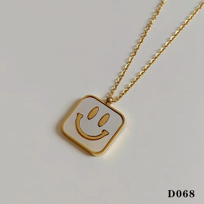 Wholesale Jewelry Modern Style Artistic N2305-46 SMILE Smile Face 304 Stainless Steel 16K Gold Plated White Gold Plated Gold Plated Plating Pendant Necklace