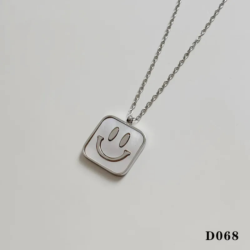 Wholesale Jewelry Modern Style Artistic N2305-46 SMILE Smile Face 304 Stainless Steel 16K Gold Plated White Gold Plated Gold Plated Plating Pendant Necklace