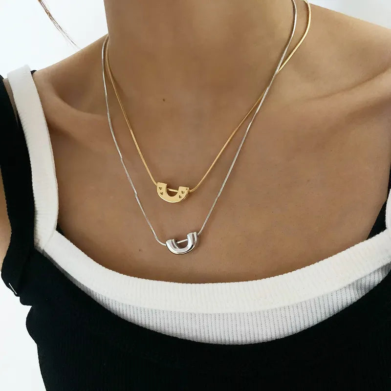 Wholesale Jewelry Modern Style Artistic U Shape 304 Stainless Steel 16K Gold Plated White Gold Plated Gold Plated Necklace