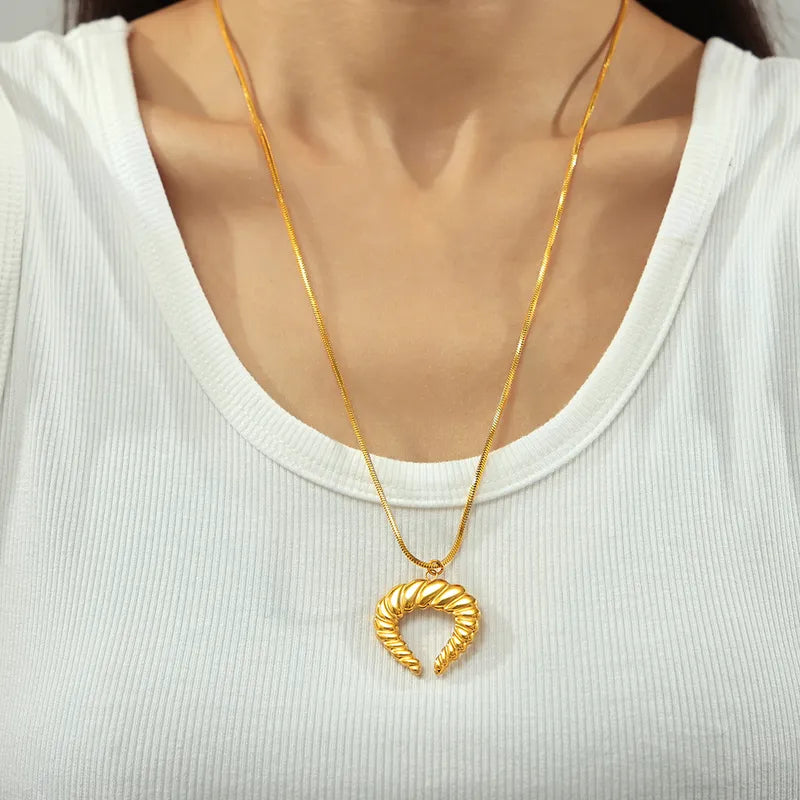 Wholesale Jewelry Modern Style Simple Style Chain 316 Stainless Steel Titanium Steel 18K Gold Plated Beaded Pendant Necklace