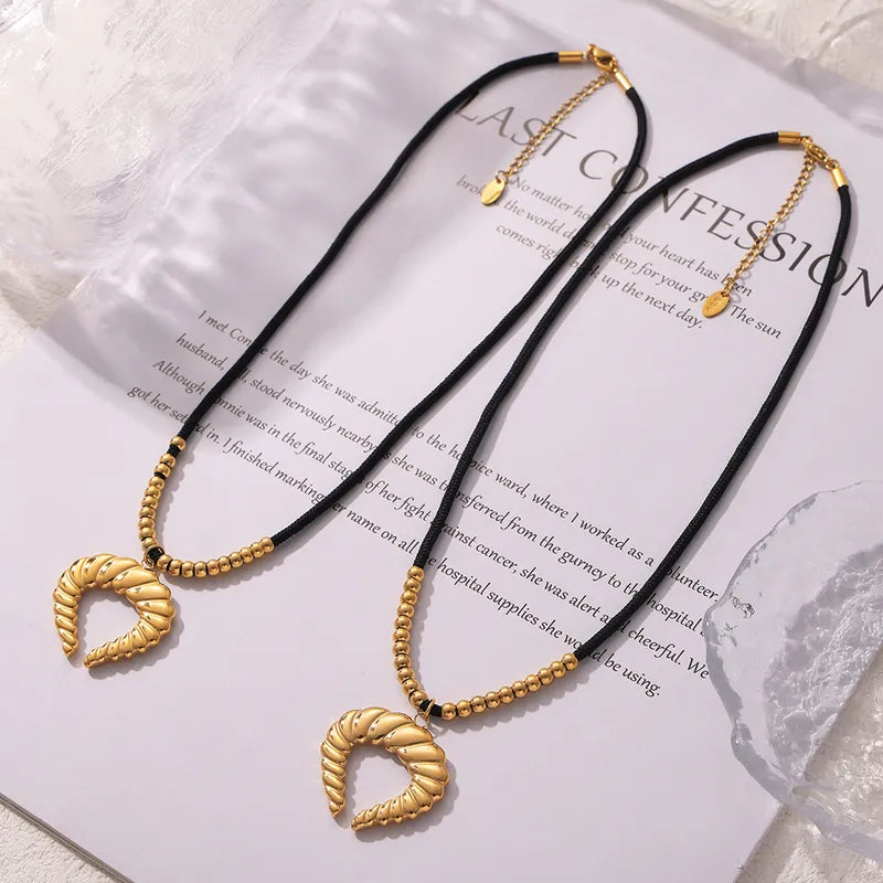 Wholesale Jewelry Modern Style Simple Style Chain 316 Stainless Steel Titanium Steel 18K Gold Plated Beaded Pendant Necklace