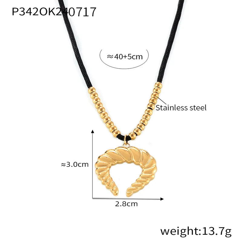 Wholesale Jewelry Modern Style Simple Style Chain 316 Stainless Steel Titanium Steel 18K Gold Plated Beaded Pendant Necklace