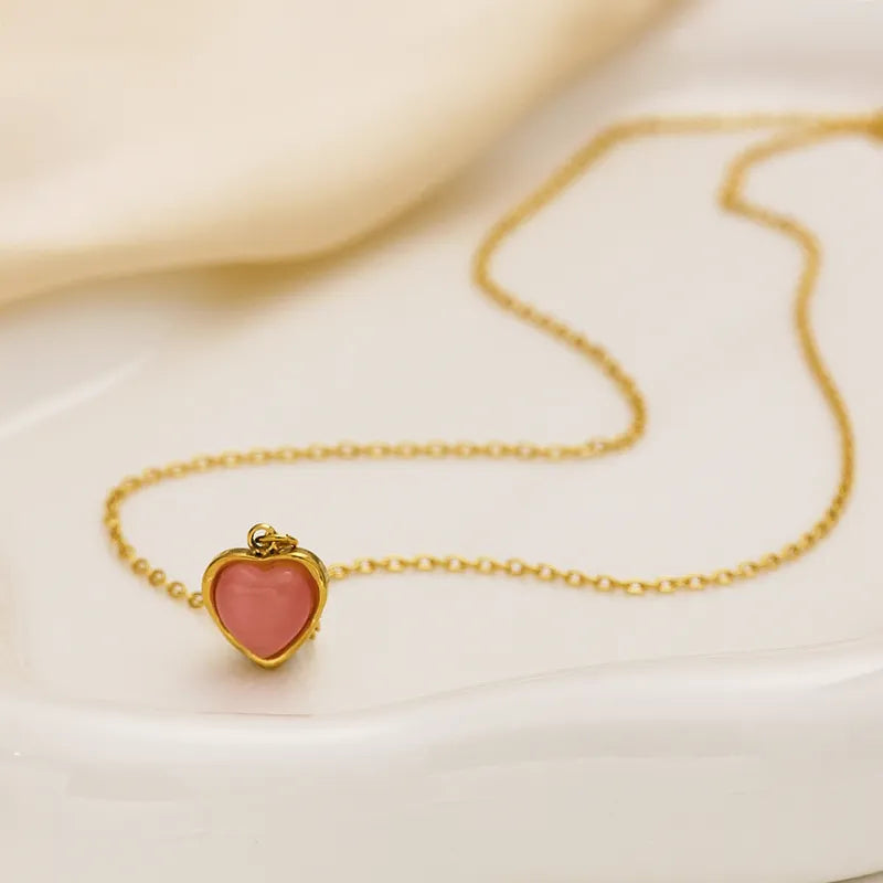 Wholesale Jewelry Modern Style Simple Style Heart Shape 304 Stainless Steel 18K Gold Plated Pendant Necklace