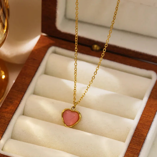 Wholesale Jewelry Modern Style Simple Style Heart Shape 304 Stainless Steel 18K Gold Plated Pendant Necklace