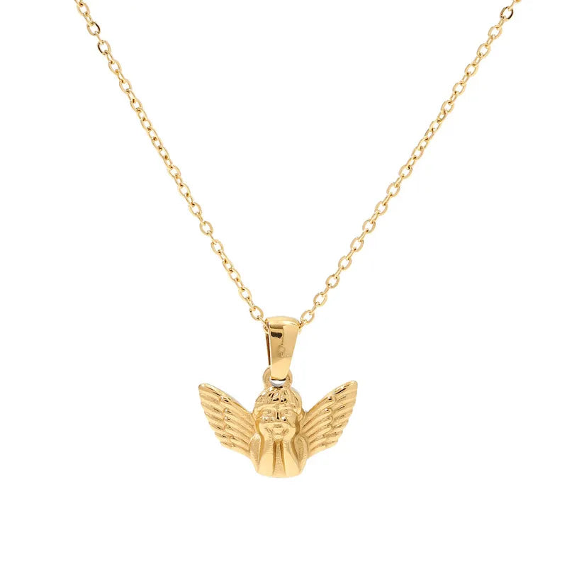 Wholesale Jewelry Retro Angel 304 Stainless Steel Pendant Necklace