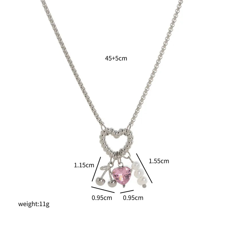 Wholesale Jewelry Retro Classic Style Conch Heart Shape Flower 201 Stainless Steel 304 Stainless Steel Birthstone Zircon 18K Gold Plated Pendant Necklace None