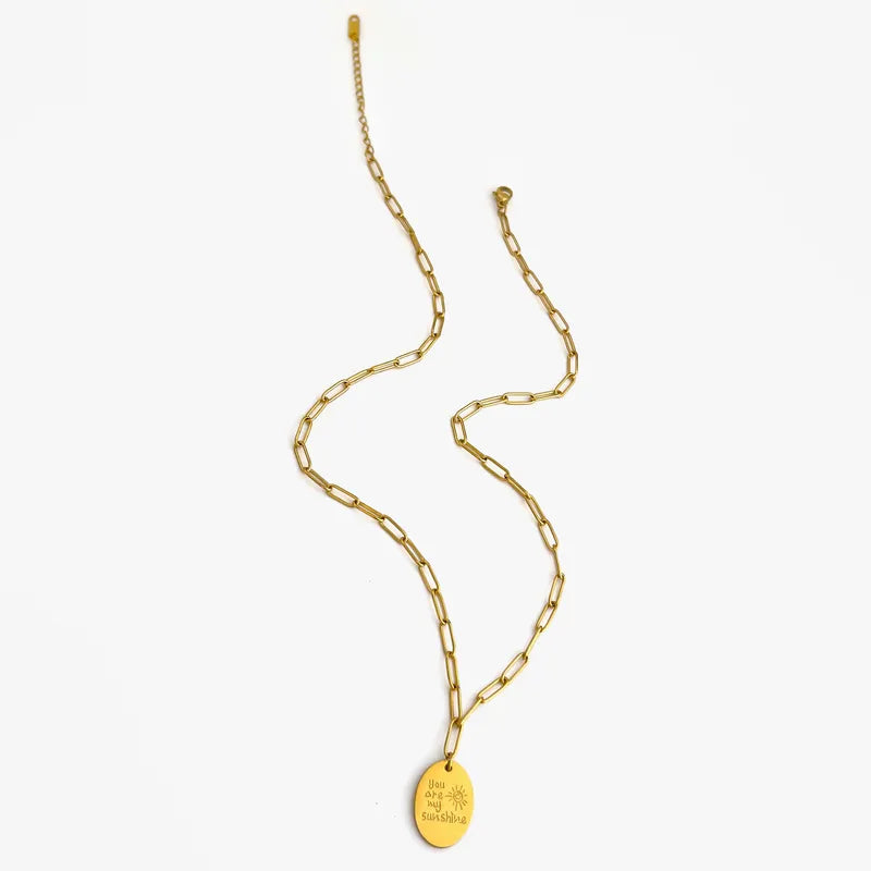 Wholesale Jewelry Retro Simple Style Commute Letter 316L Stainless Steel 18K Gold Plated Pendant Necklace