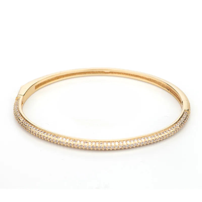 Wholesale Jewelry Retro Simple Style Solid Color Copper Zircon Plating Inlay Bangle