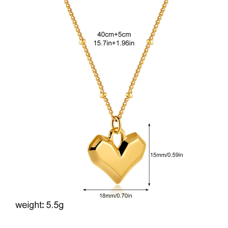 Wholesale Jewelry Romantic Solid Color Heart Shape 304 Stainless Steel Pendant Necklace