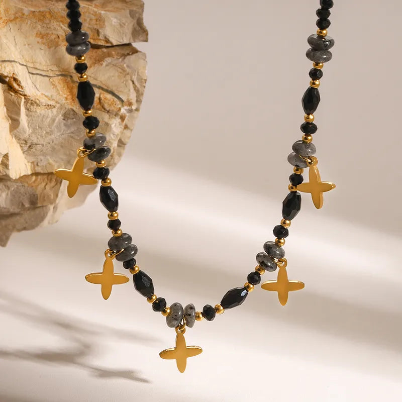 Wholesale Jewelry Simple Style Classic Style Artistic Star 304 Stainless Steel 18K Gold Plated Beaded Necklace