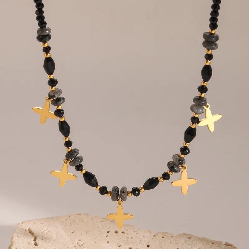 Wholesale Jewelry Simple Style Classic Style Artistic Star 304 Stainless Steel 18K Gold Plated Beaded Necklace