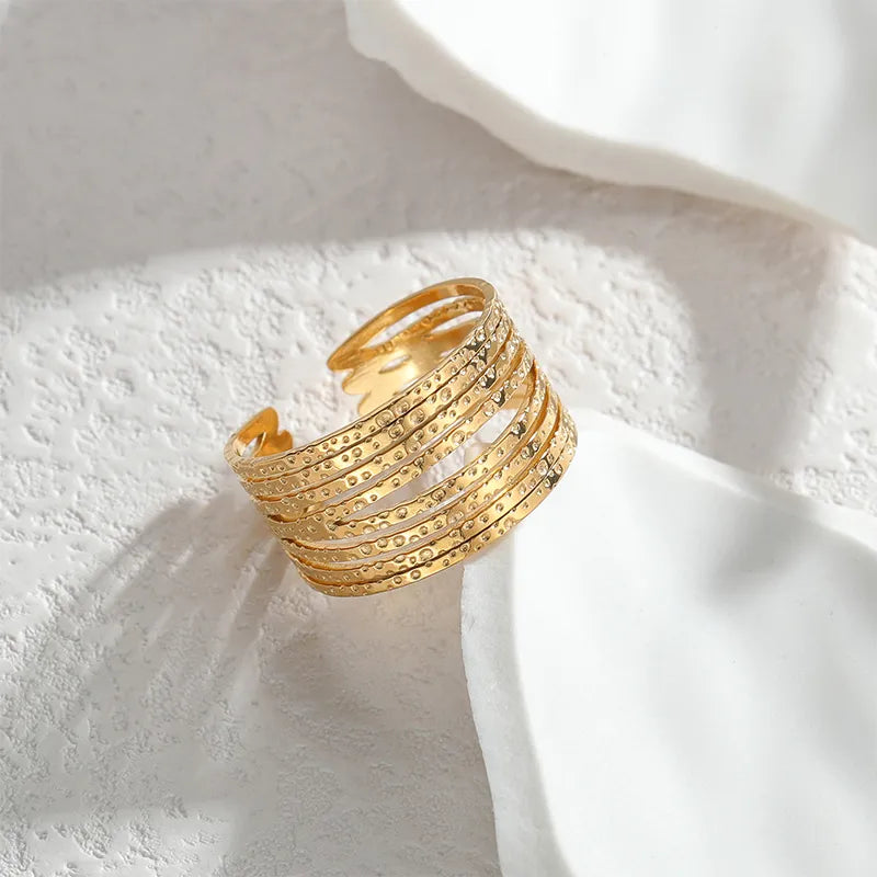 Wholesale Jewelry Simple Style Classic Style Asymmetrical 304 Stainless Steel 18K Gold Plated Asymmetrical Rings