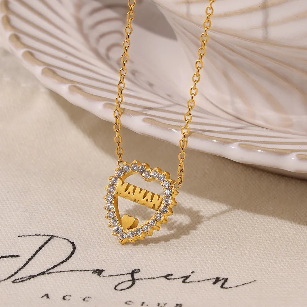 Wholesale Jewelry Simple Style Classic Style Commute Letter Heart Shape 304 Stainless Steel 18K Gold Plated Layered Necklaces