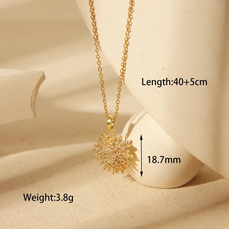 Wholesale Jewelry Simple Style Classic Style Commute Star Snowflake 304 Stainless Steel Copper Zircon 18K Gold Plated Inlay Pendant Necklace