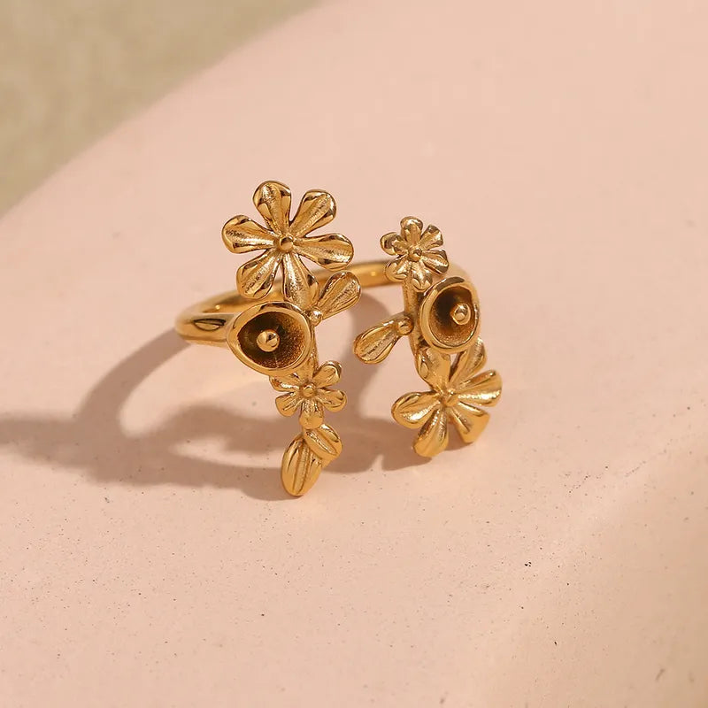 Wholesale Jewelry Simple Style Classic Style Flower 304 Stainless Steel Rings