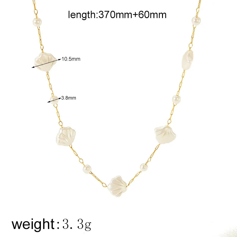 Wholesale Jewelry Simple Style Classic Style Flower Shell 304 Stainless Steel 18K Gold Plated Plating Necklace