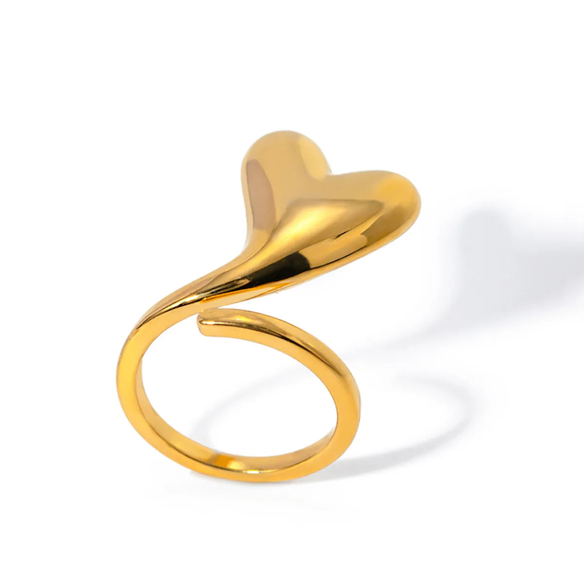 Wholesale Jewelry Simple Style Classic Style Heart Shape 304 Stainless Steel 18K Gold Plated Hollow Out Rings