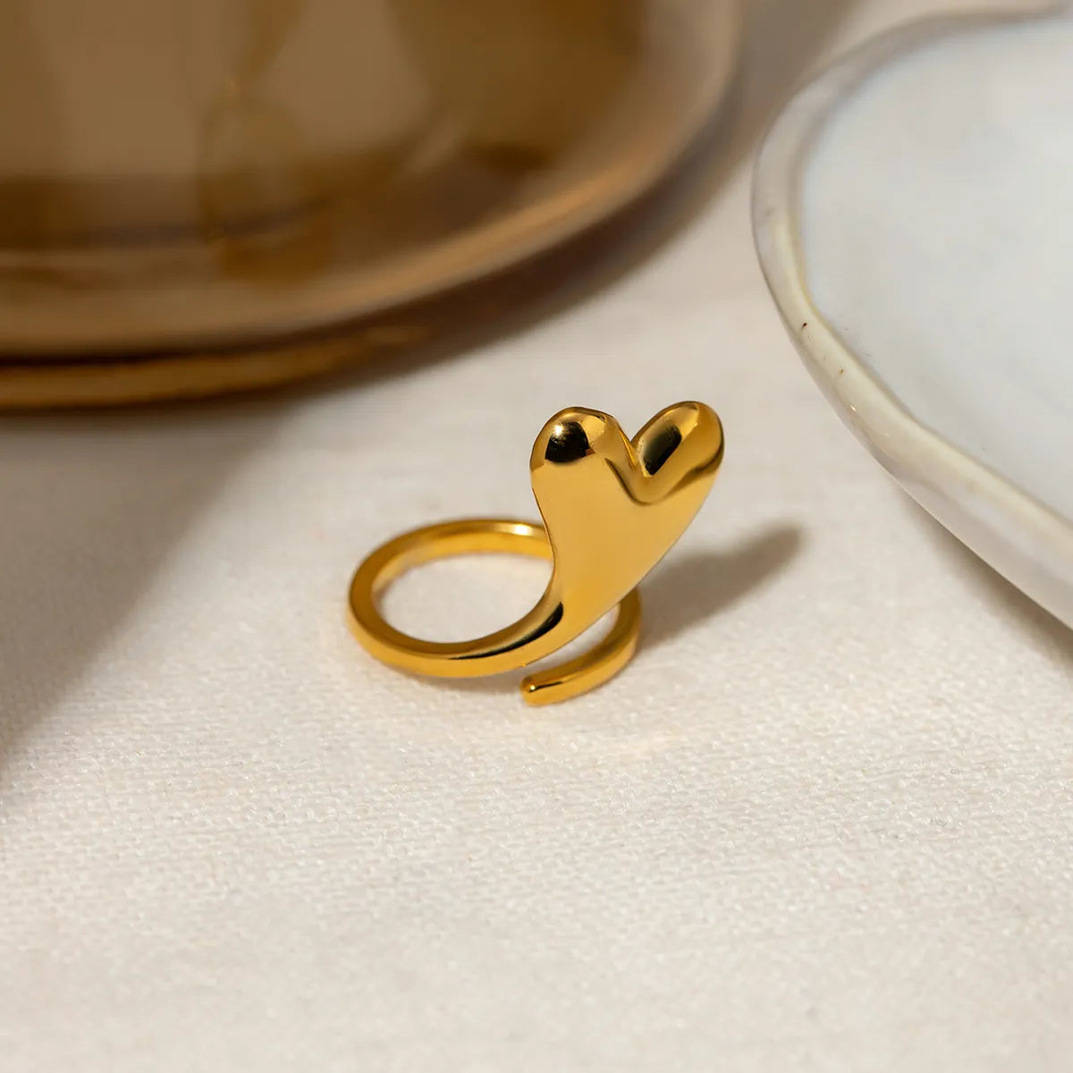 Wholesale Jewelry Simple Style Classic Style Heart Shape 304 Stainless Steel 18K Gold Plated Hollow Out Rings