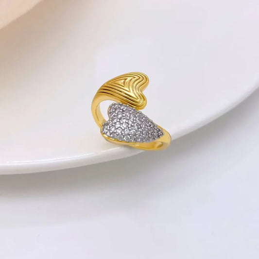 Wholesale Jewelry Simple Style Classic Style Heart Shape Copper 18K Gold Plated Plating Open Rings