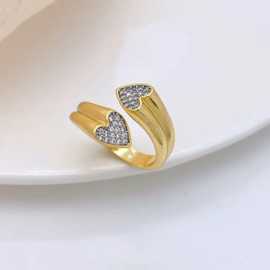 Wholesale Jewelry Simple Style Classic Style Heart Shape Copper 18K Gold Plated Plating Open Rings