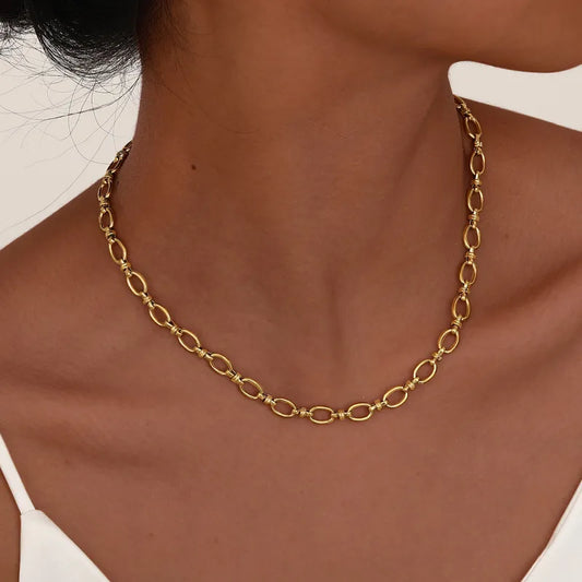 Wholesale Jewelry Simple Style Classic Style IG Style Solid Color 201 Stainless Steel 18K Gold Plated Necklace