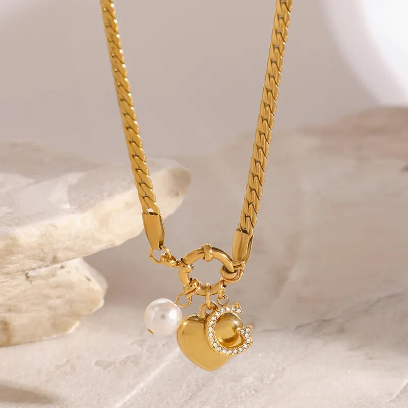 Wholesale Jewelry Simple Style Classic Style Letter Heart Shape 304 Stainless Steel Pendant Necklace