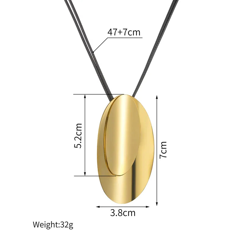 Wholesale Jewelry Simple Style Classic Style Oval 304 Stainless Steel 14K Gold Plated Irregular Plating Pendant Necklace