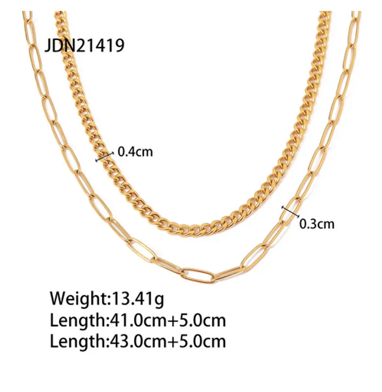 Wholesale Jewelry Simple Style Classic Style Solid Color 304 Stainless Steel Double Layer Necklaces