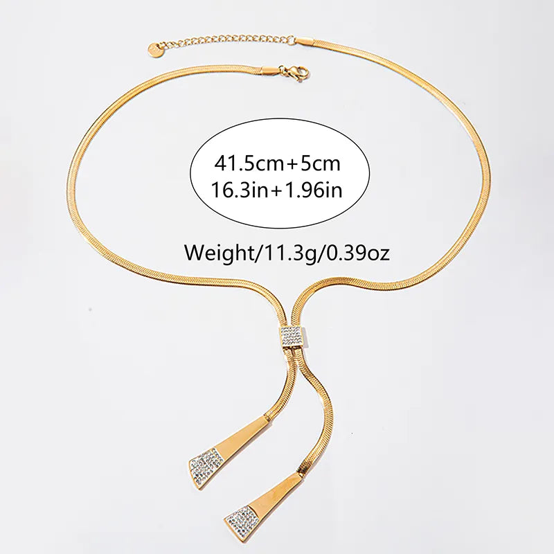 Wholesale Jewelry Simple Style Classic Style Solid Color 304 Stainless Steel Zircon 14K Gold Plated Plating Inlay Necklace