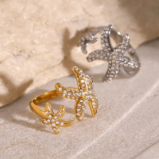 Wholesale Jewelry Simple Style Classic Style Starfish 304 Stainless Steel Open Rings