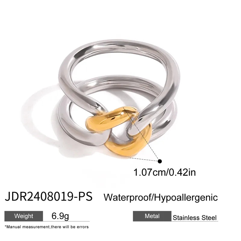 Wholesale Jewelry Simple Style Color Block 304 Stainless Steel 18K Gold Plated Plating Rings