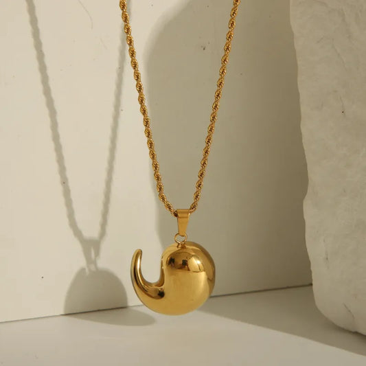 Wholesale Jewelry Simple Style Commute Comma 304 Stainless Steel 18K Gold Plated Pendant Necklace