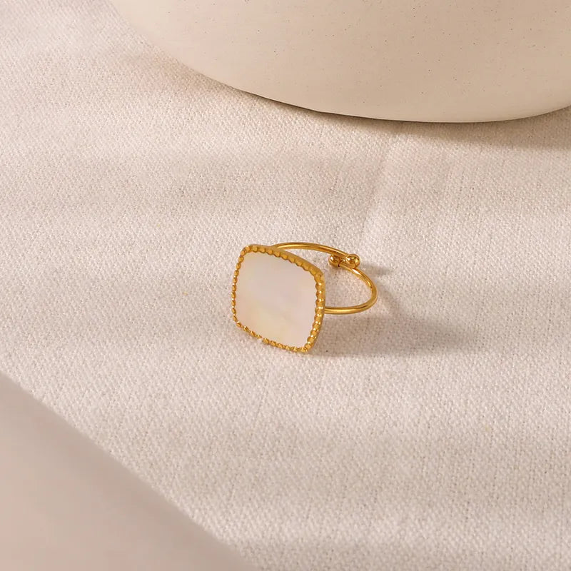 Wholesale Jewelry Simple Style Commute Geometric 304 Stainless Steel Shell 18K Gold Plated Inlay Open Rings