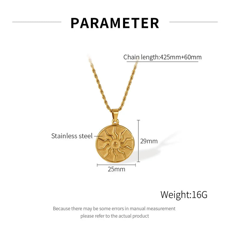 Wholesale Jewelry Simple Style Commute Geometric Sun 304 Stainless Steel Pendant Necklace