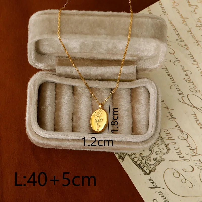 Wholesale Jewelry Simple Style Commute Rose Butterfly Shell 304 Stainless Steel Zircon Inlay Pendant Necklace