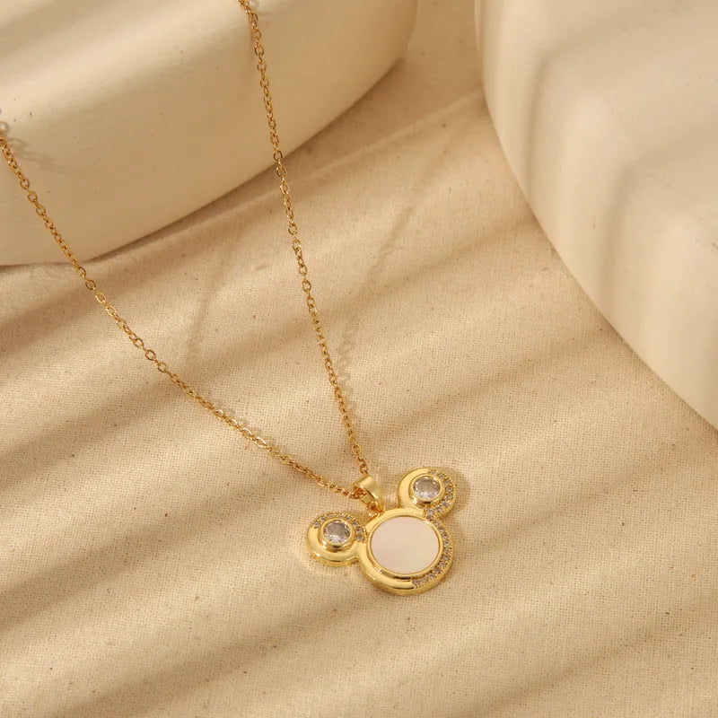 Wholesale Jewelry Simple Style Commute Solid Color 304 Stainless Steel Copper Acrylic Zircon 18K Gold Plated Plating Inlay Pendant Necklace