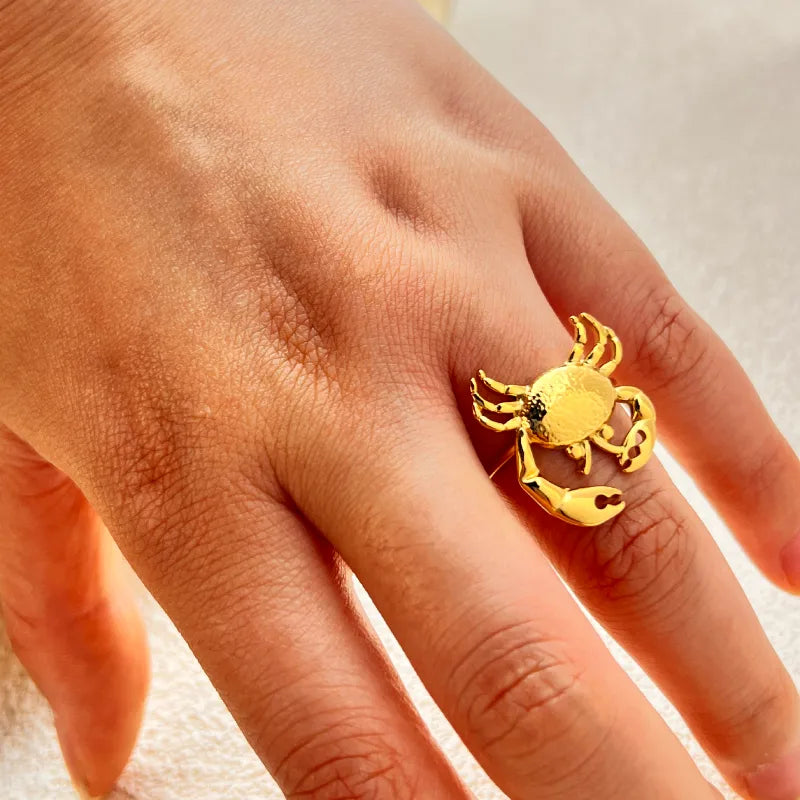 Wholesale Jewelry Simple Style Crab 304 Stainless Steel 18K Gold Plated Plating Open Rings