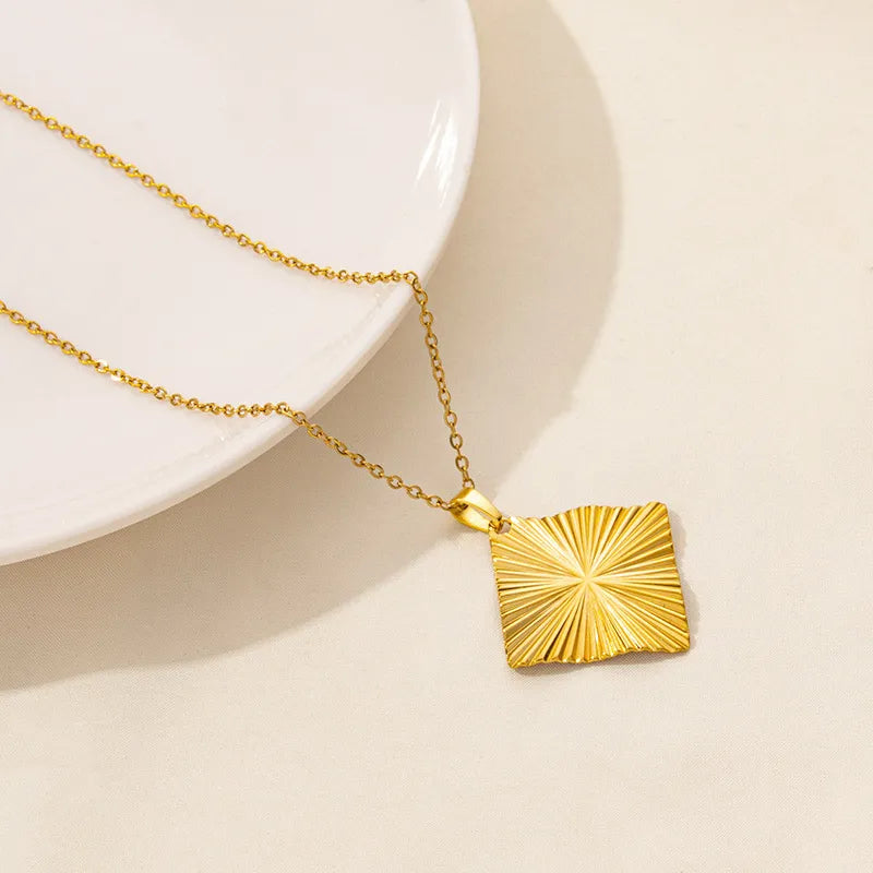 Wholesale Jewelry Simple Style Geometric 304 Stainless Steel Plating Pendant Necklace