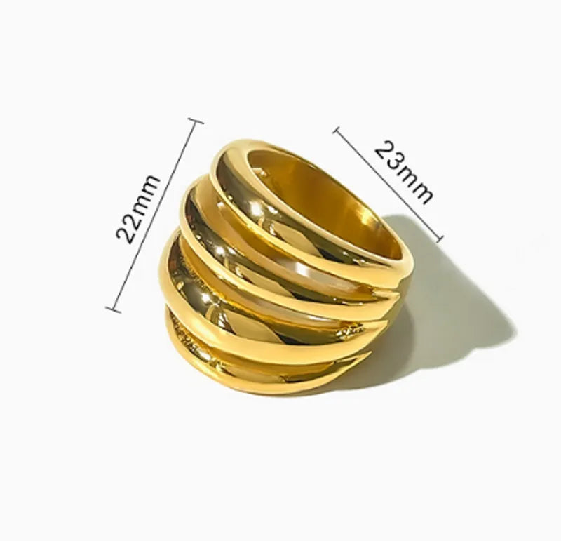 Wholesale Jewelry Simple Style Geometric Solid Color 304 Stainless Steel 18K Gold Plated Plating Hollow Out Rings