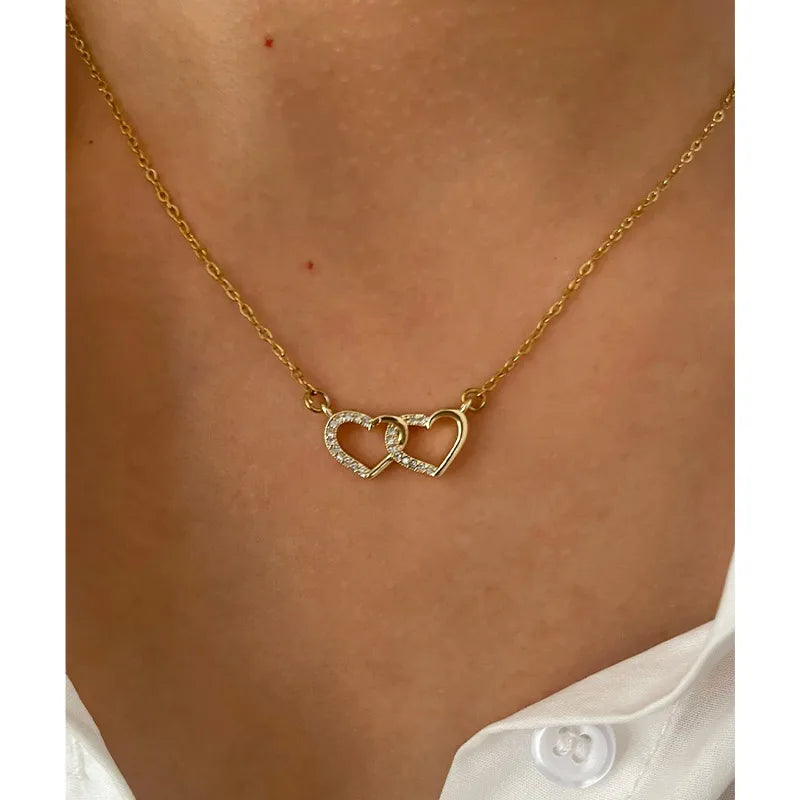 Wholesale Jewelry Simple Style Heart Shape 316L Stainless Steel 18K Gold Plated Pendant Necklace