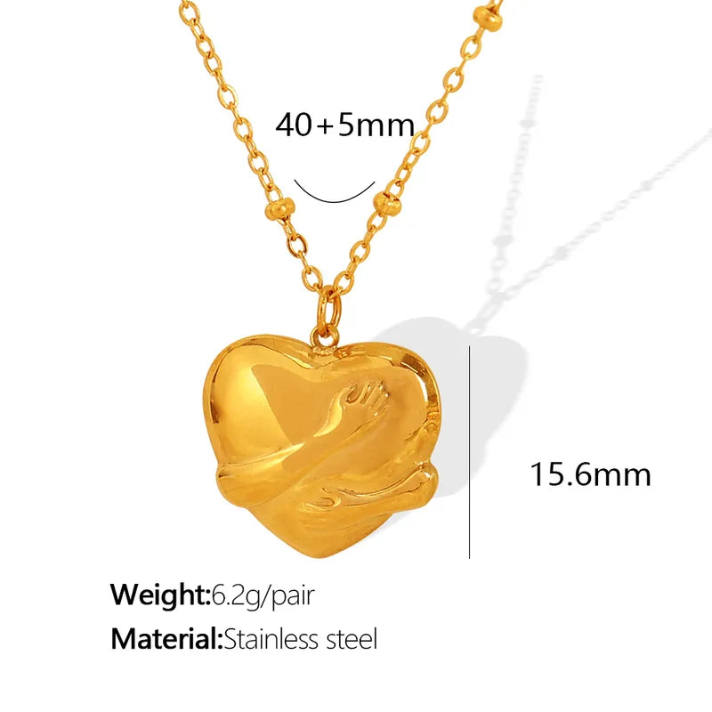 Wholesale Jewelry Simple Style Heart Shape Titanium Steel 18K Gold Plated Plating Pendant Necklace