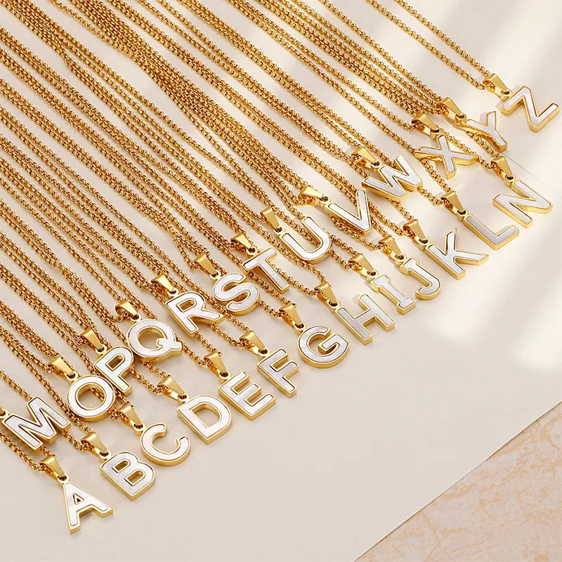 Wholesale Jewelry Simple Style Letter 304 Stainless Steel 18K Gold Plated Plating Pendant Necklace