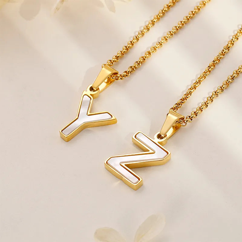 Wholesale Jewelry Simple Style Letter 304 Stainless Steel 18K Gold Plated Plating Pendant Necklace