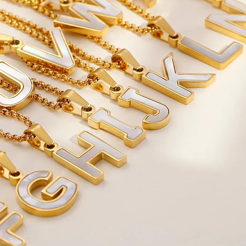 Wholesale Jewelry Simple Style Letter 304 Stainless Steel 18K Gold Plated Plating Pendant Necklace