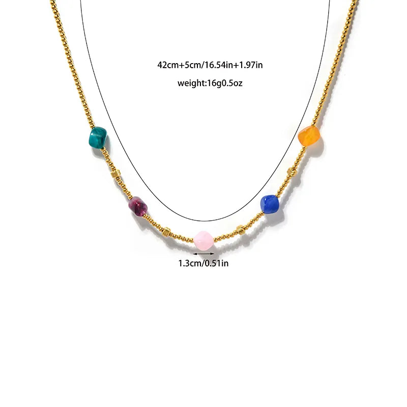 Wholesale Jewelry Simple Style Round Square 304 Stainless Steel 14K Gold Plated Necklace