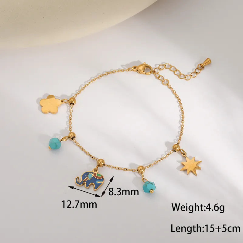 Wholesale Jewelry Sweet Simple Style Floral 304 Stainless Steel Imitation Pearl Imitating Stone 18K Gold Plated Inlay