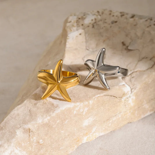 Wholesale Jewelry Vacation Beach Starfish 304 Stainless Steel Rings