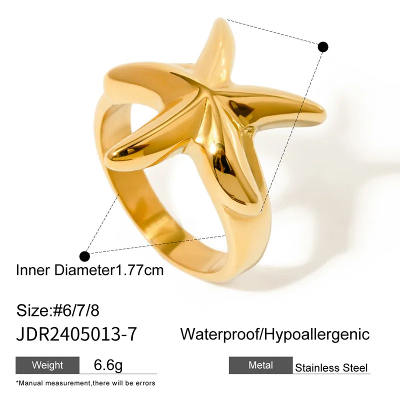 Wholesale Jewelry Vacation Beach Starfish 304 Stainless Steel Rings