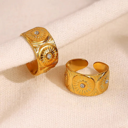 Wholesale Jewelry Vacation French Style Commute Geometric 304 Stainless Steel 18K Gold Plated Plating Open Rings